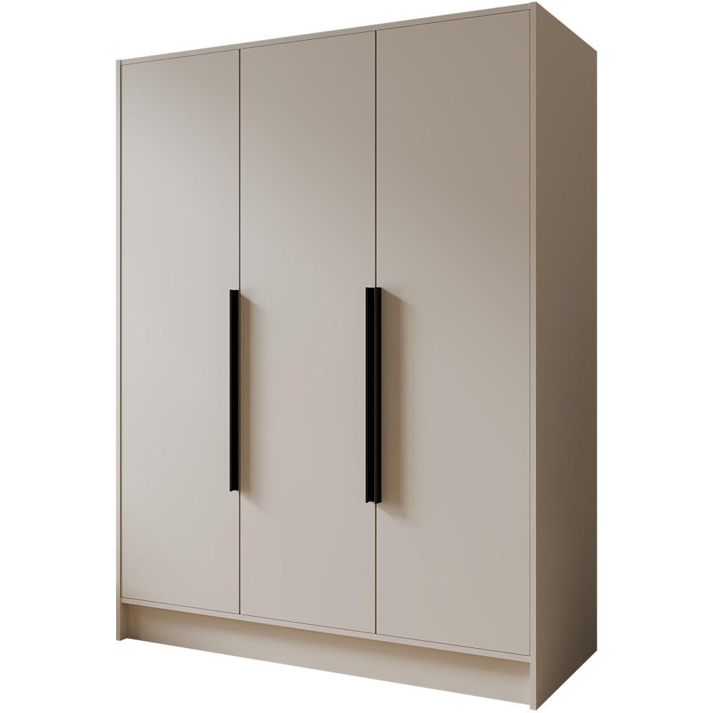 DREHTÜRENSCHRANK Pavia ohne Spiegel, Kaschmir mit mit schwarzen Griffen, 150 cm - Kaschmir, Holzwerkstoff (150/200/51cm) - Beautysofa