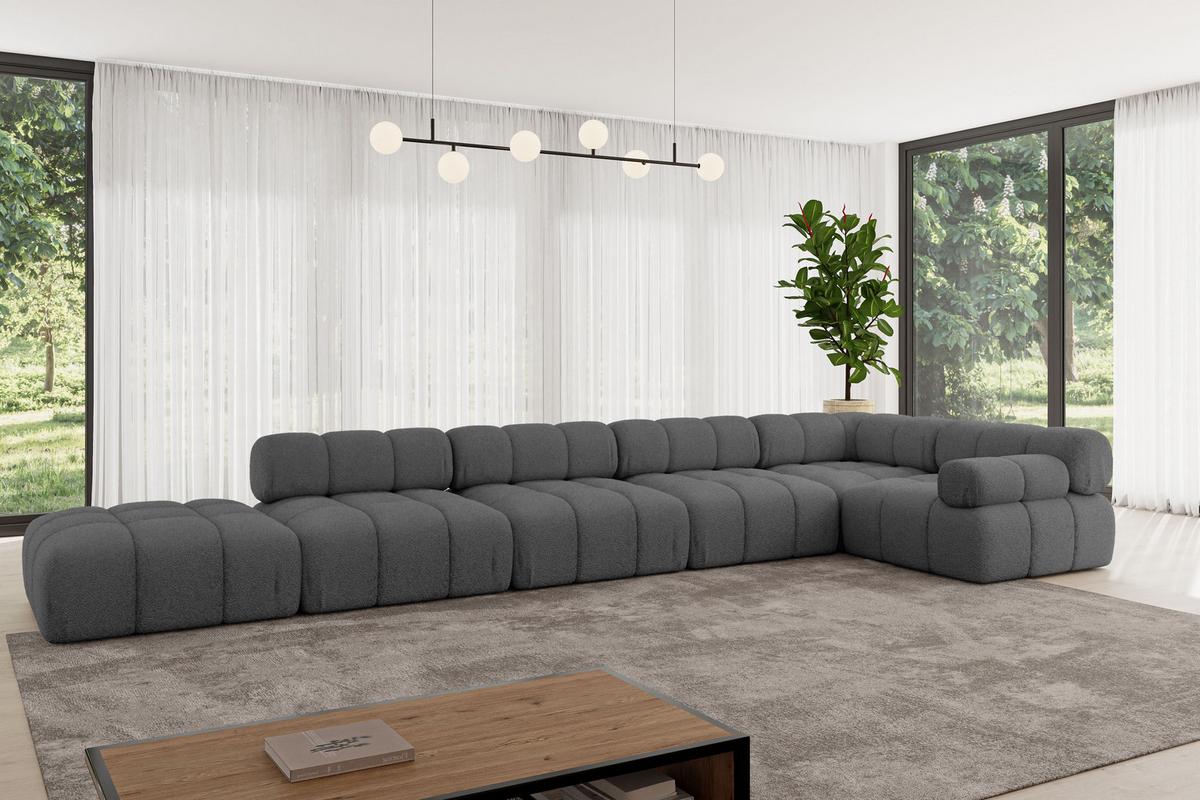 ECKSOFA modulares Sofa Felto-L3 - 475x190x70 cm Grau Bouclé - Grau, Holzwerkstoff/Textil (475/190cm) - ALTDECOR