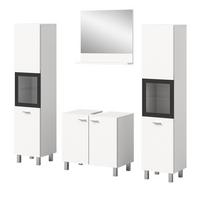 BADMÖBEL-SET weiß 4-teilig 140 cm, Kombination hängend oder stehend - Weiß, Glas/Holzwerkstoff (137/186/33cm) - Inn.Furn