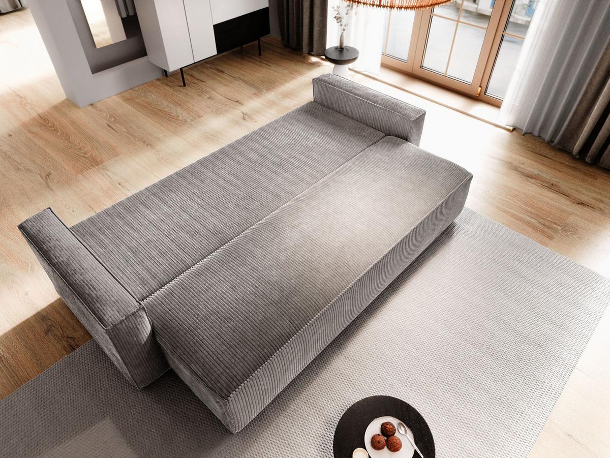 BETTSOFA MENI Gelb Kordstoff mit Schlaffunktion - Gelb, Textil (232/83/87cm) - MASSENO