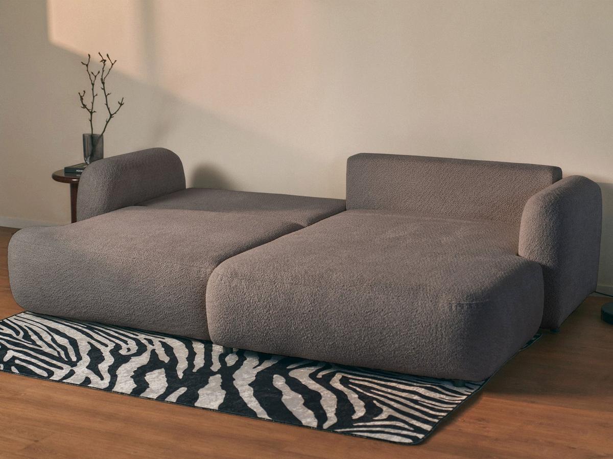 ECKSOFA Tvoya Graubraun Bouclé - Graubraun/Schwarz, Kunststoff/Textil (175/267cm) - Selsey