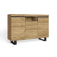 SIDEBOARD eiche/schwarz, 140/40/92cm - Beige/Multicolor, Holzwerkstoff (140/92/40cm) - Skraut Home