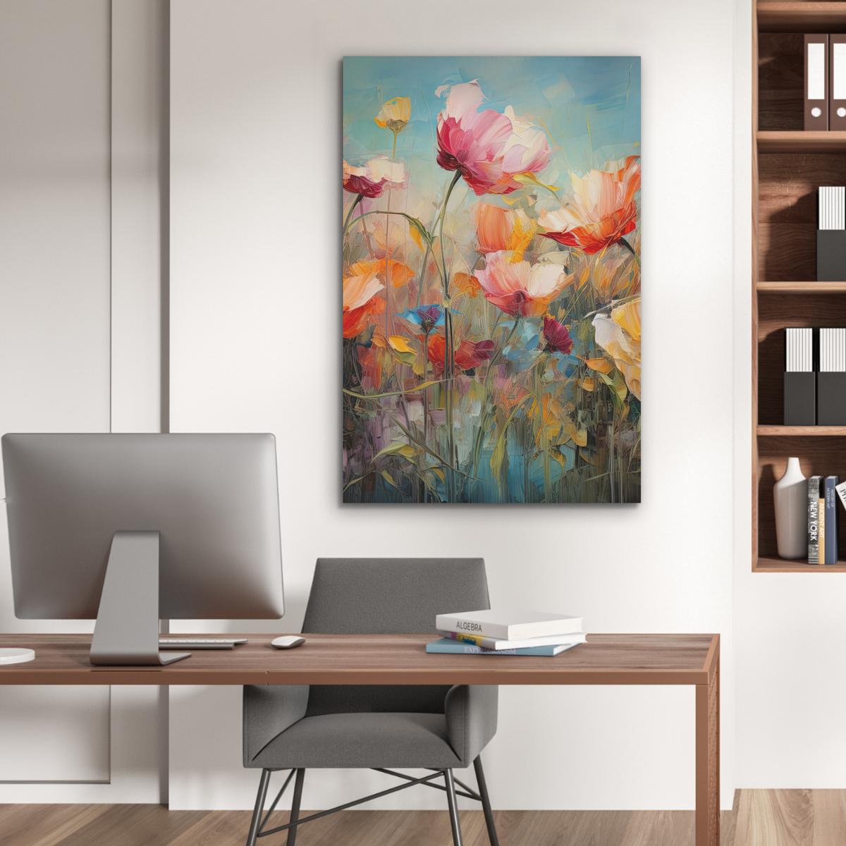 AKUSTIKBILD Blumen - Aquarell - Kunst - Botanisch - Natur Wanddeko 60x90 cm - Orange, Kunststoff (60/90/0.9cm) - MuchoWow