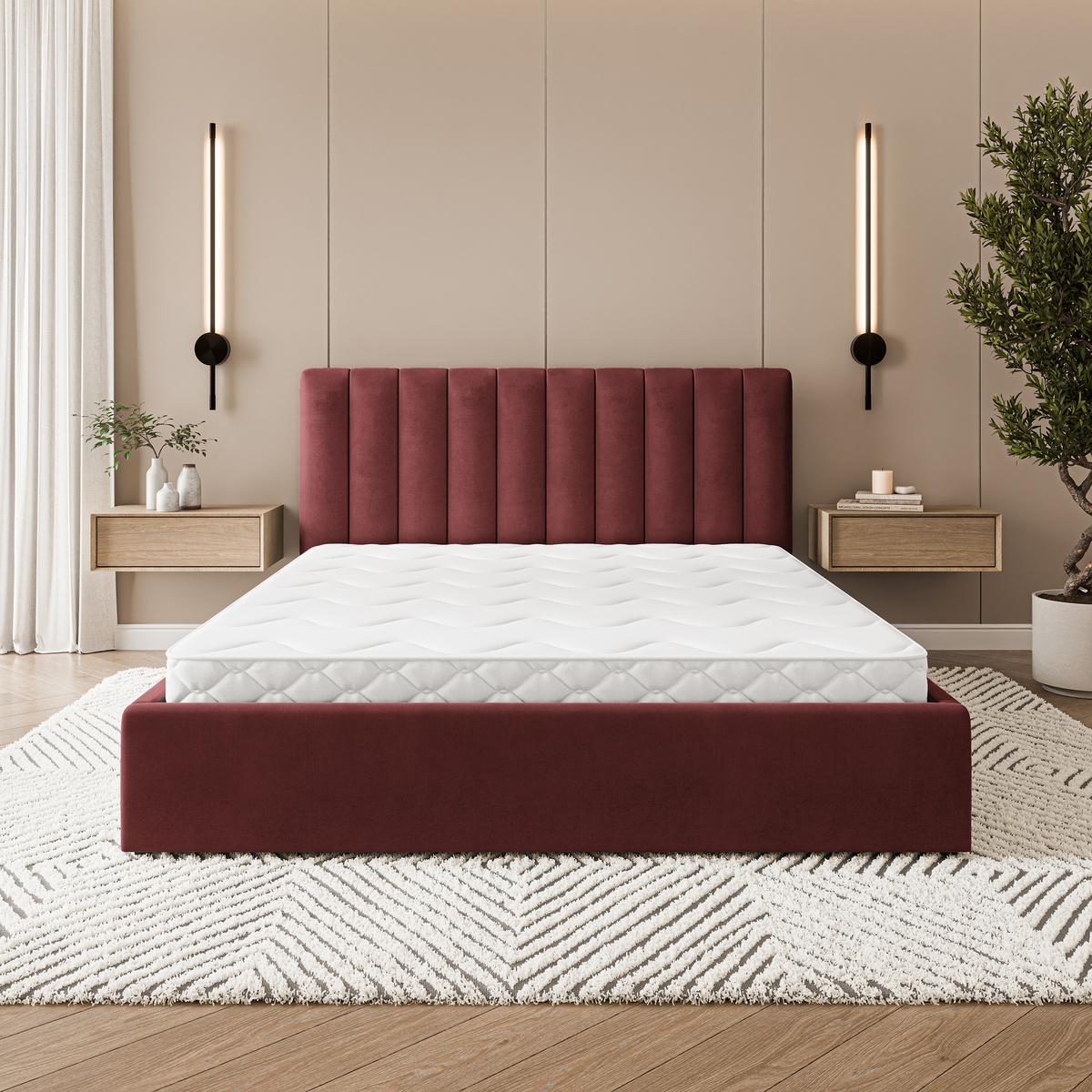 POLSTERBETT DEMERA MGV 180x200 cm mit Bettkästen - Rot - Rot, Holz (180/200cm) - MASSENO