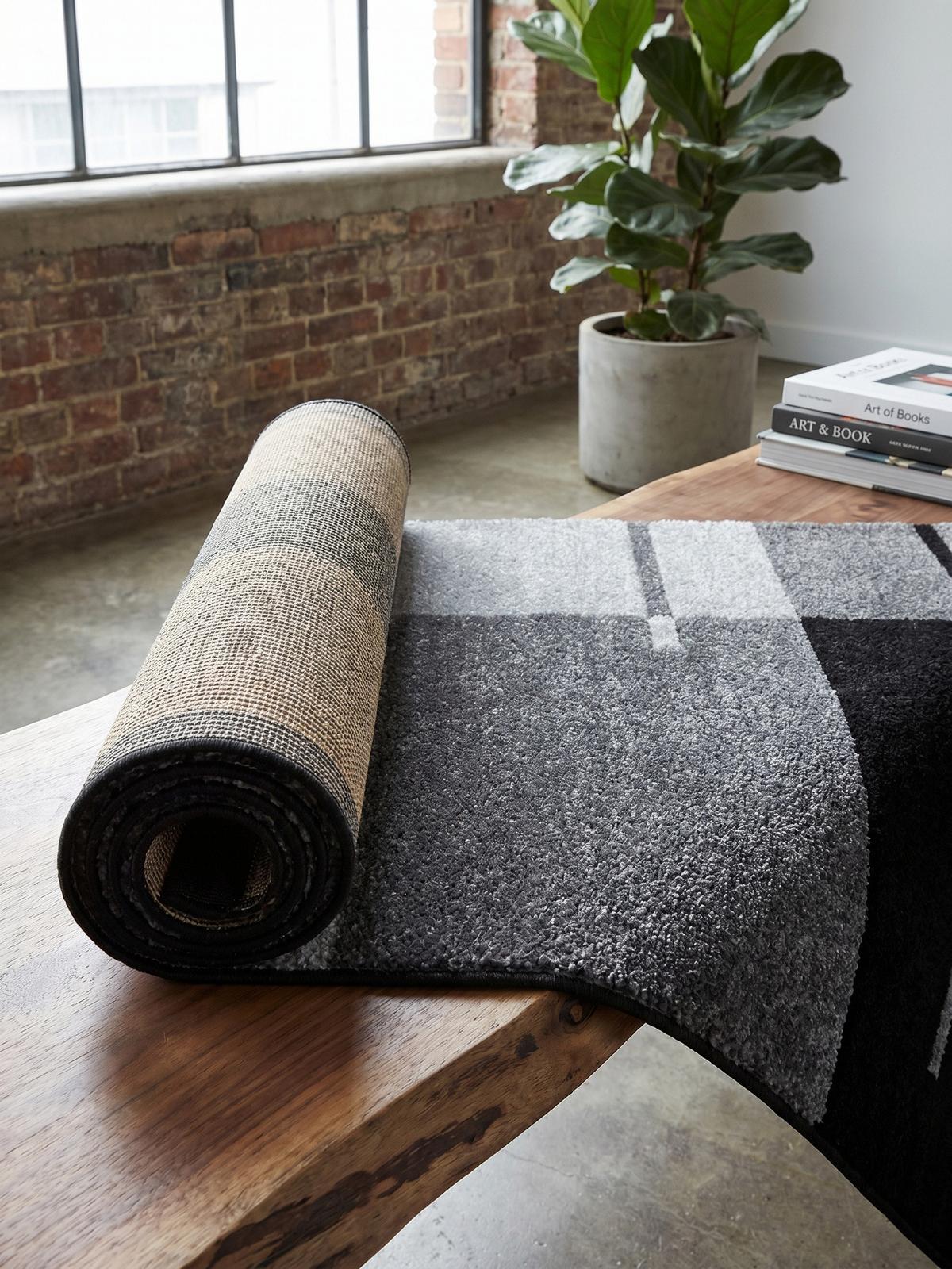 KURZFLORTEPPICH LATEMAR, kariert, Grau, 80 x 150 cm - Grau, Textil (150/80cm) - KADIMA DESIGN