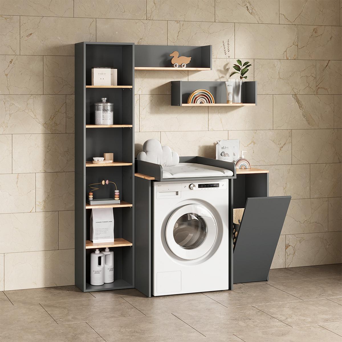 WASCHMASCHINENSCHRANK Paolina Anthrazit/Goldkraft Eiche 67.8 x 20 cm - Honigeiche/Anthrazit, Holzwerkstoff (67.8/20/20cm) - Livinity®