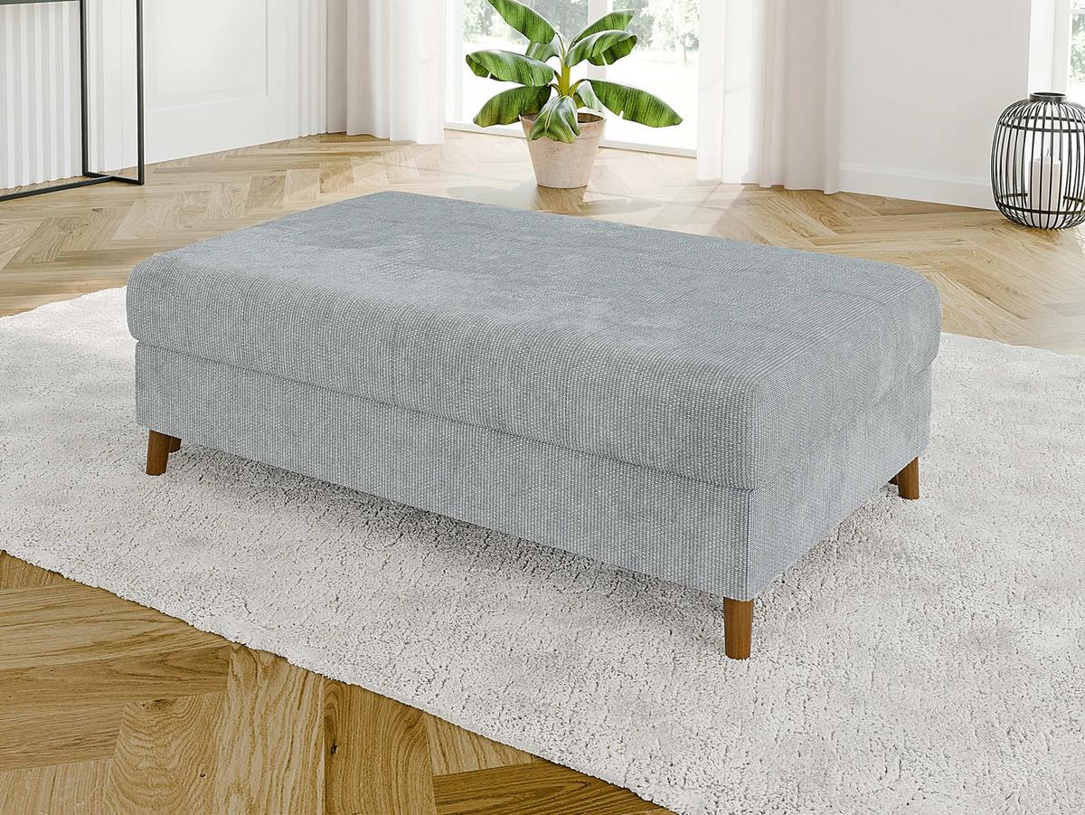 ECKSOFA inkl. Hocker Sigurd Hellgrau Chenille - Ottomane links - Hellgrau/Braun, Holz/Textil (231/161cm) - S-Style Möbel