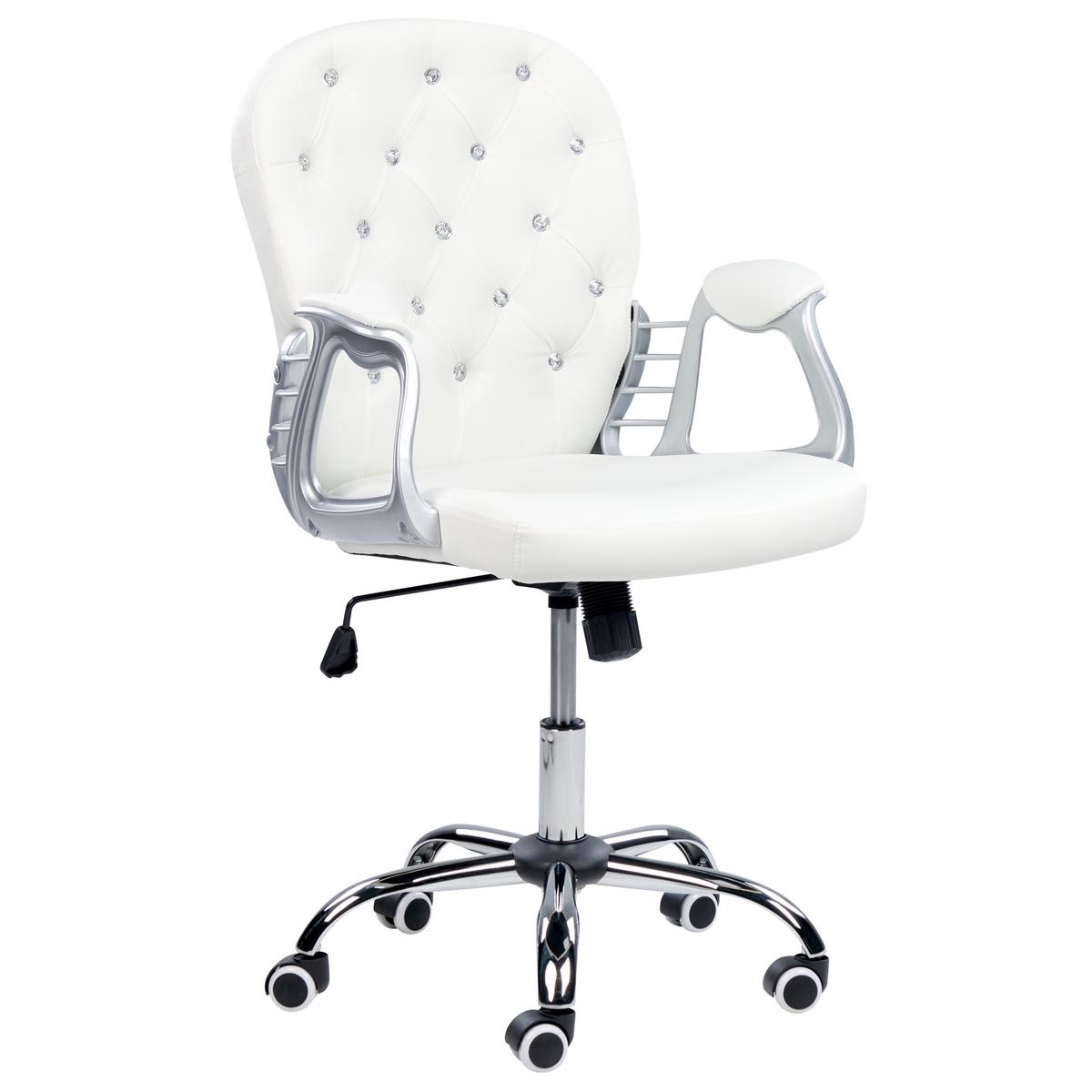 BÜROSTUHL Kunstleder Weiß Princess - Weiß, Textil/Metall (60/98/60cm) - Beliani