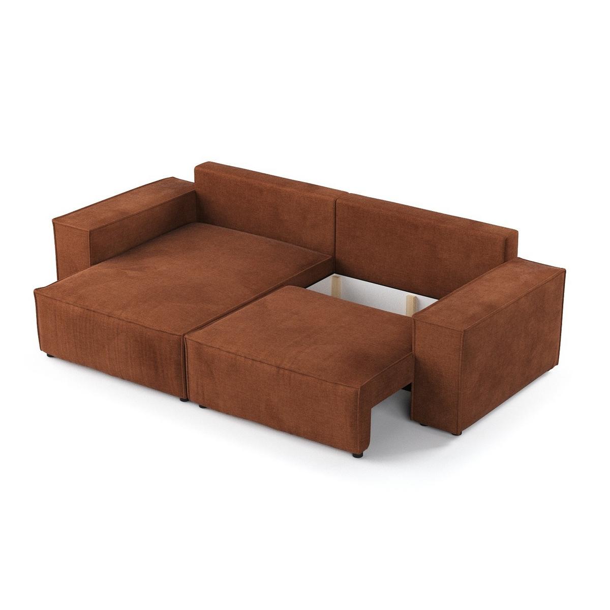 ECKSOFA SENSO mit Schlaffunktion Kupfer im Wind Stoff - Schwarz/Kupferfarben, Holz/Holzwerkstoff (255/148cm) - AltaBeds