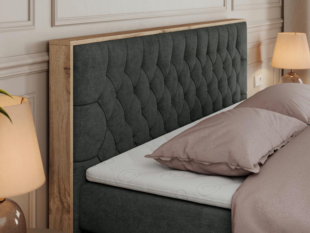 BOXSPRINGBETT AMORE KING 160/200 Dunkelgrau Struktur - H3 - Dunkelgrau, Holz/Textil (160/200cm) - MKS