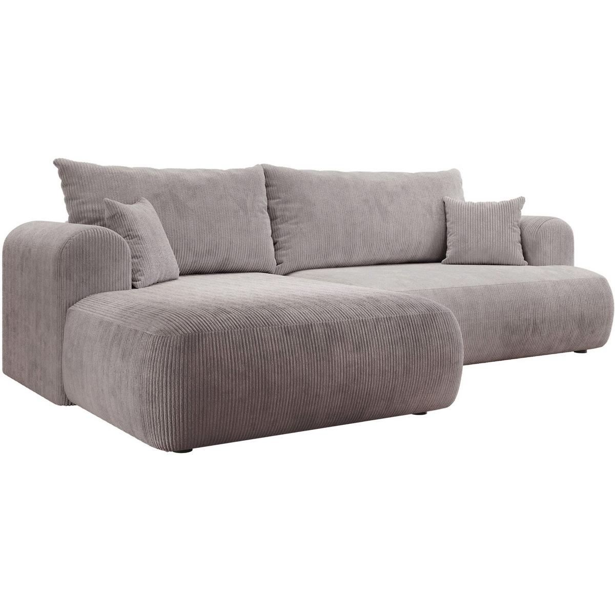 ECKSOFA Ovo Cord mit Cordbezug Hellgrau, links - Hellgrau/Schwarz, Textil (260/165cm) - Selsey