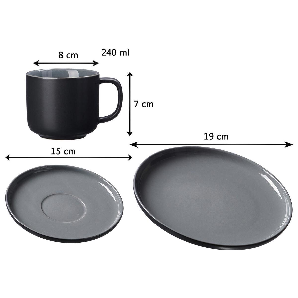 KAFFEESERVICE Jasper schwarz 12-tlg. - Schwarz, Keramik (2/2/2cm) - Ritzenhoff Breker