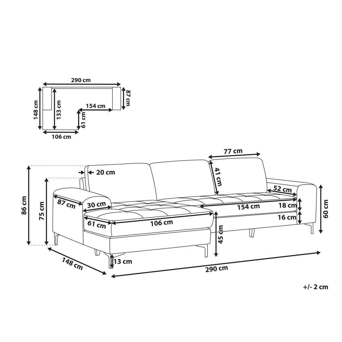 ECKSOFA 4-Sitzer Samtstoff Dunkelgrün rechtsseitig Kiruna - Schwarz/Grün, Textil (290/148cm) - Beliani