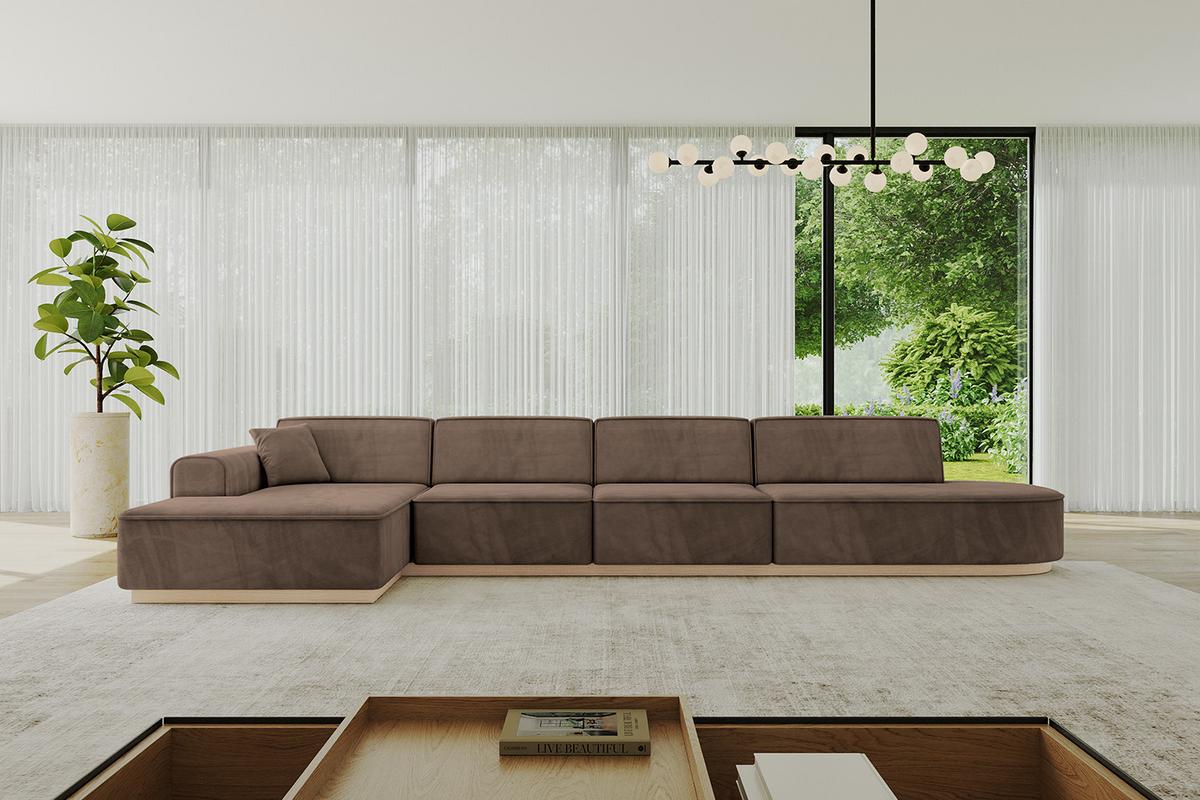 ECKSOFA Ottomane Links IREA-L3 - 412x165x80 cm Braun - Braun, Holzwerkstoff/Textil (412/165cm) - ALTDECOR
