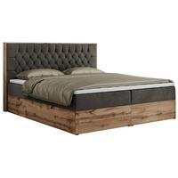 BOXBETT AMORE 160/200 Dunkelgrau Velvet - H4 - Dunkelgrau, Holz/Textil (160/200cm) - MKS