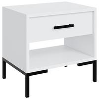 NACHTTISCH Selena mit Schublade und offenem Fach, Metallfüße, Selbstschließer, Weiß, 52 cm - Schwarz/Weiß, Holzwerkstoff/Metall (52/55/40cm) - Beautysofa