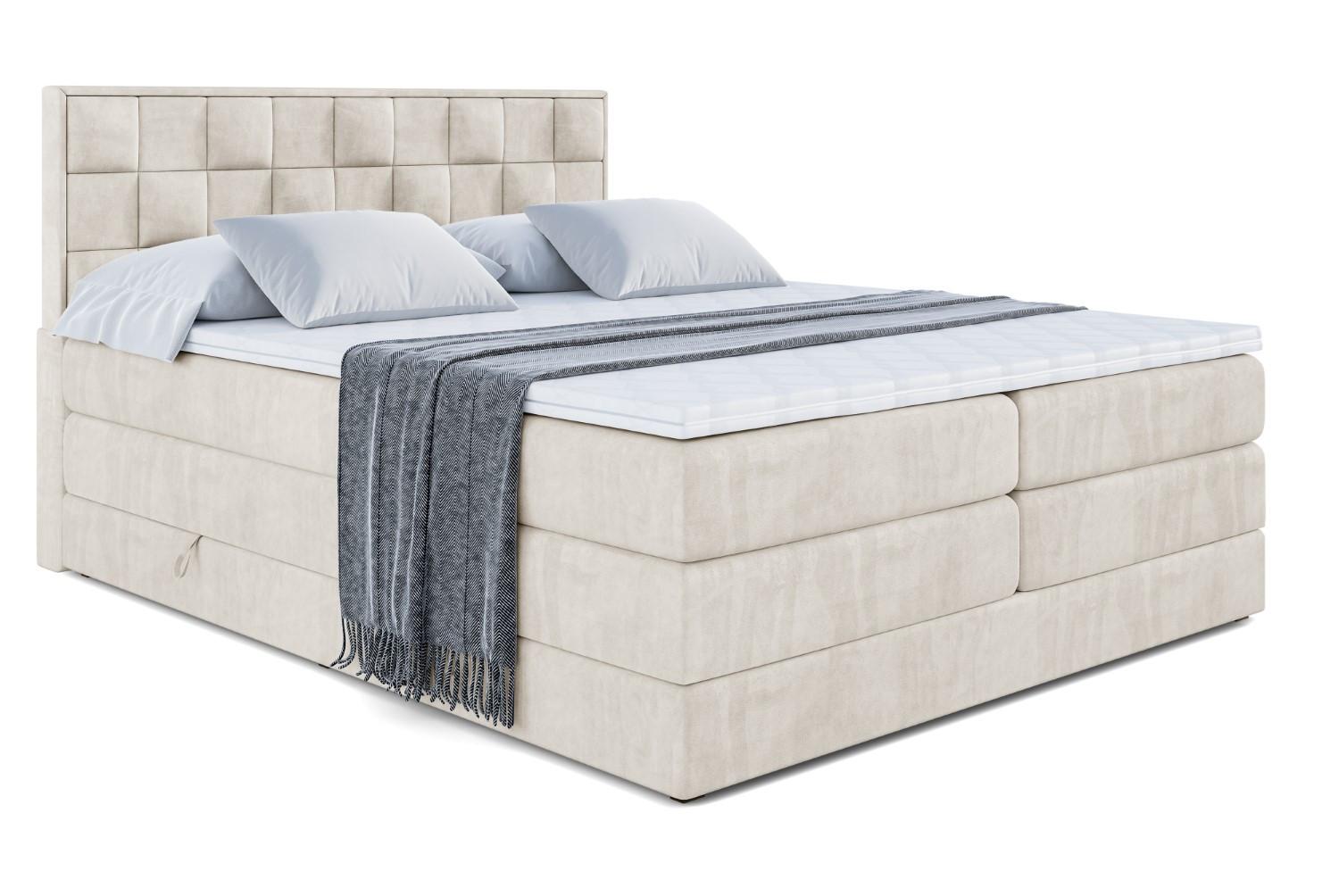 BOXSPRINGBETT ZAFIRA-BZ KING - 140 x 200 - H3/H4 - Ecru - Ecru, Holzwerkstoff (140/200cm) - ALTDECOR