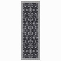 LÄUFER waschbar, mit floralen Ornamenten, VERNANTE in Schwarz-Creme-Grau, 80 x 150 cm - Schwarz, Textil (80/150cm) - KADIMA DESIGN