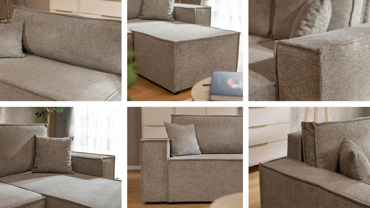 ECKSOFA Karl - Hellbraun/Schwarz, Holz/Kunststoff (244/145cm) - MIRJAN24