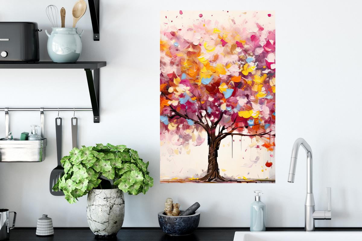 WANDTATTOO Aquarell - Baum - Kunst - Abstrakt Wandbild 40x60 cm - Multicolor, Kunststoff (40/60/0.1cm) - MuchoWow