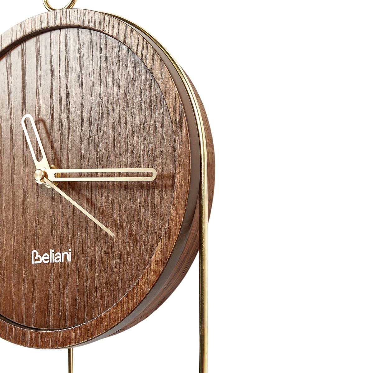 WANDUHR Dunkler Holzfarbton/Gold Sierre - Dunkelbraun/Goldfarben, Holzwerkstoff (20/45/3cm) - Beliani