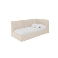 EINZELLBETT Jugendbett mit Bettkasten und Matratze H3/H4, Links - AURY 90x200 Beige - Creme, Holzwerkstoff/Textil (90/200cm) - ALTDECOR