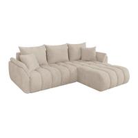 ECKSOFA mit Schlaffunktion Ottomane Rechts TOKO-L-v1 277x194x86 Beige Cord - Beige/Schwarz, Holzwerkstoff/Kunststoff (277/194cm) - ALTDECOR