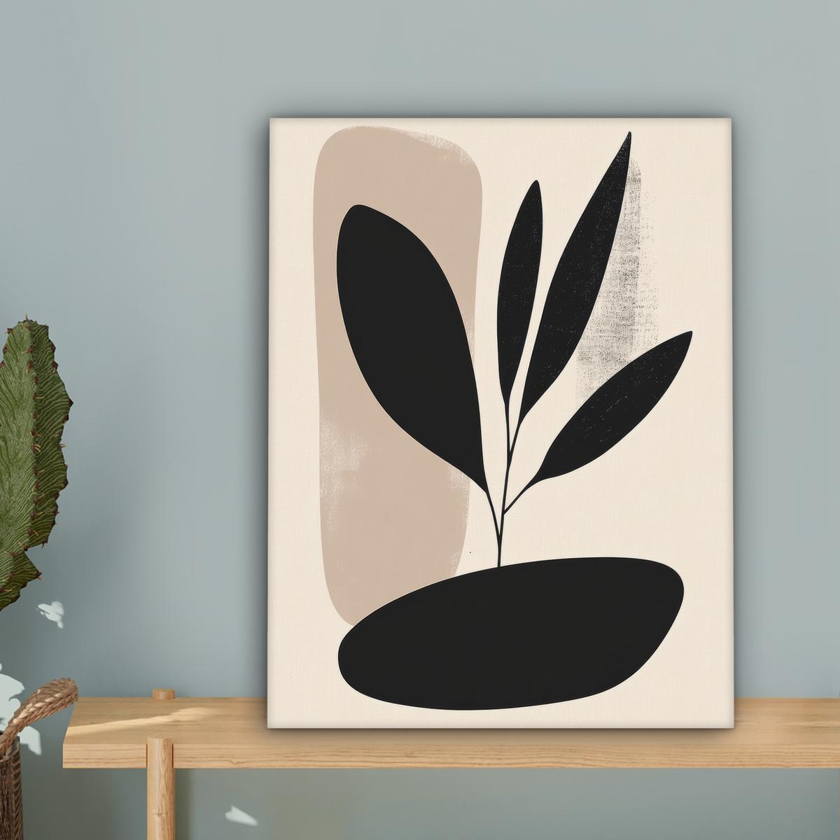 LEINWANDBILD Pflanze - Beige - Japanisch Room Decor 30x40 cm - Schwarz, Textil (30/40cm) - MuchoWow
