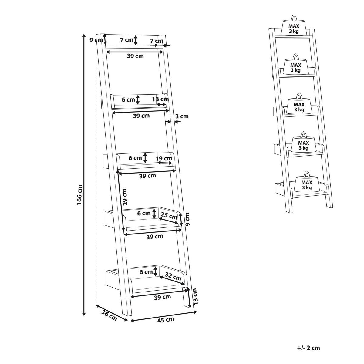 BÜCHERREGAL 5 Fächer Braun/Weiß Mobile Duo - Weiß, Holzwerkstoff (45/166/36cm) - Beliani