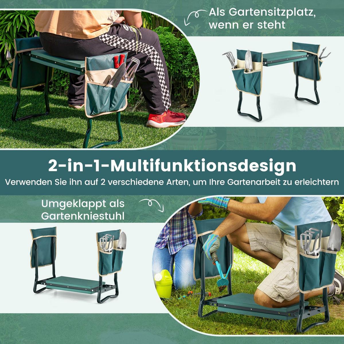 KNIEBANK Grün - Grün, Metall (58/50/27.5cm) - COSTWAY