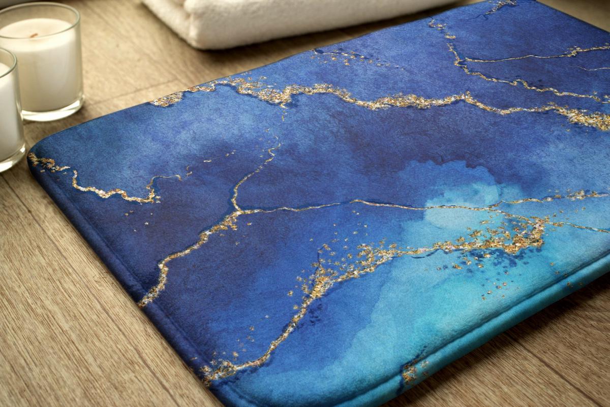 BADTEPPICH 75x45 cm Blauer Marmor - Blau, Textil (75/45cm) - TULUP