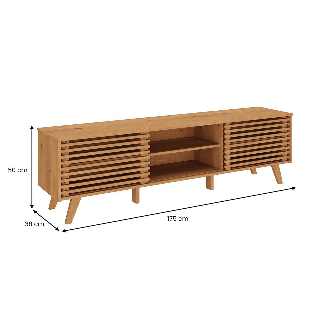 LOWBOARD FÜR 75" TV RIAN - Eichefarben, Holz (175/50/38cm) - IDIMEX
