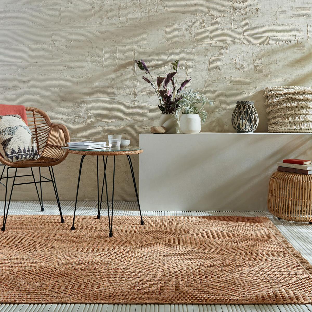 OUTDOORTEPPICH Waschbar CLYST, mit Rautenmuster, Natur-Terrakotta, 200 x 290 cm - Braun, Textil (200/290cm) - KADIMA DESIGN