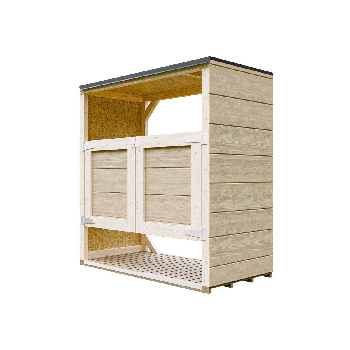 MÜLLTONNENBOX 2er 240L, M980A, aus wetterfestem LP Smartside Holz - Beige, Holz (153/159/75cm) - Timbela