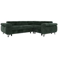ECKSOFA ORSO L Dunkelgrün Cord - Rechts Seite - Dunkelgrün/Schwarz, Textil/Metall (268/197cm) - MKS