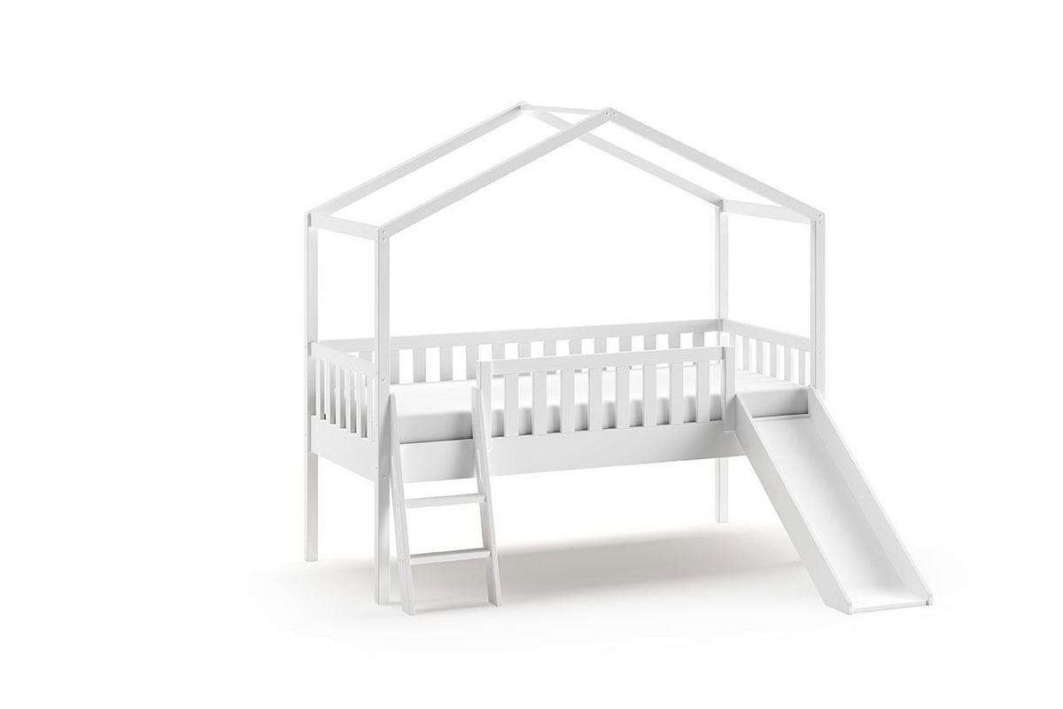 HAUSBETT mit Rutsche Kapua 209x202x192 aus Massivholz in Weiß - Weiß, Holz (90/200cm) - 58aufmkessel
