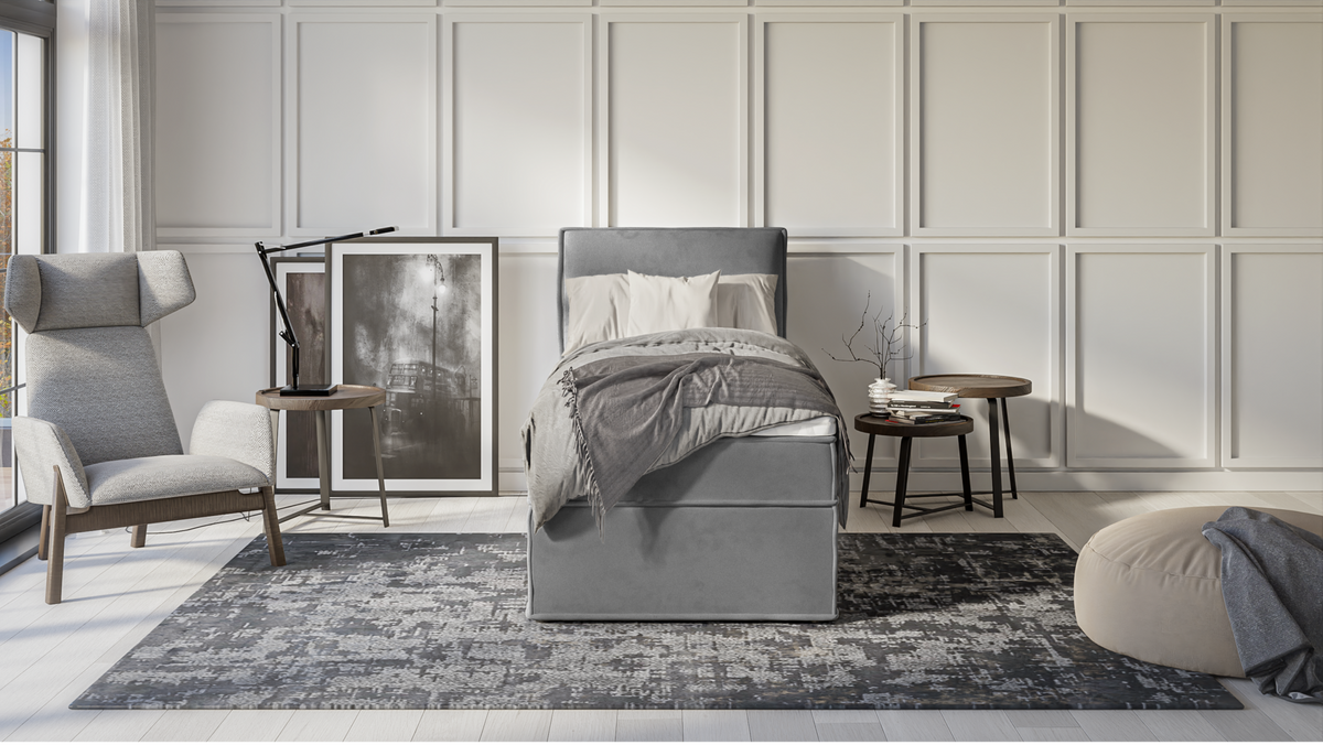 BOXBETT Eclipse 90/200 cm Grau Luxusmicrofaser - Schwarz/Grau, Holz/Kunststoff (90/200cm) - S-Style Möbel