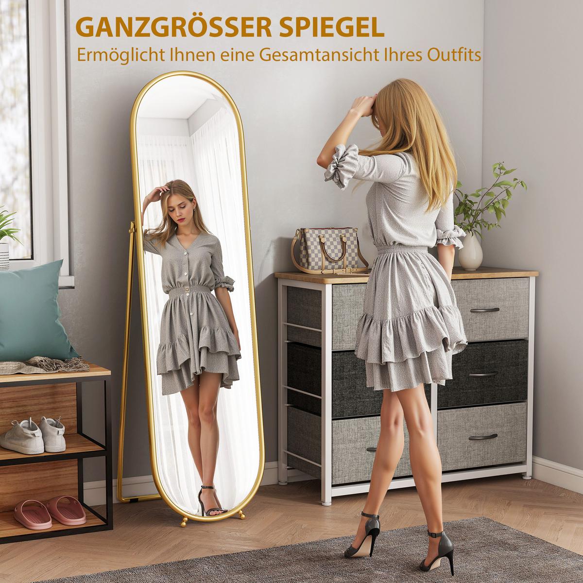 GANZKÖRPERSPIEGEL Metall Glas Gold - Goldfarben, Glas (4/180/50cm) - HOMCOM