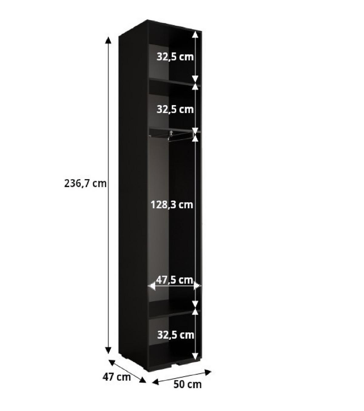 DREHTÜRENSCHRANK 236.7/50/47 1-türig - Kaschmir/Goldfarben, Holz/Metall (50/236.7/47cm) - MÖBEL KRYSPOL