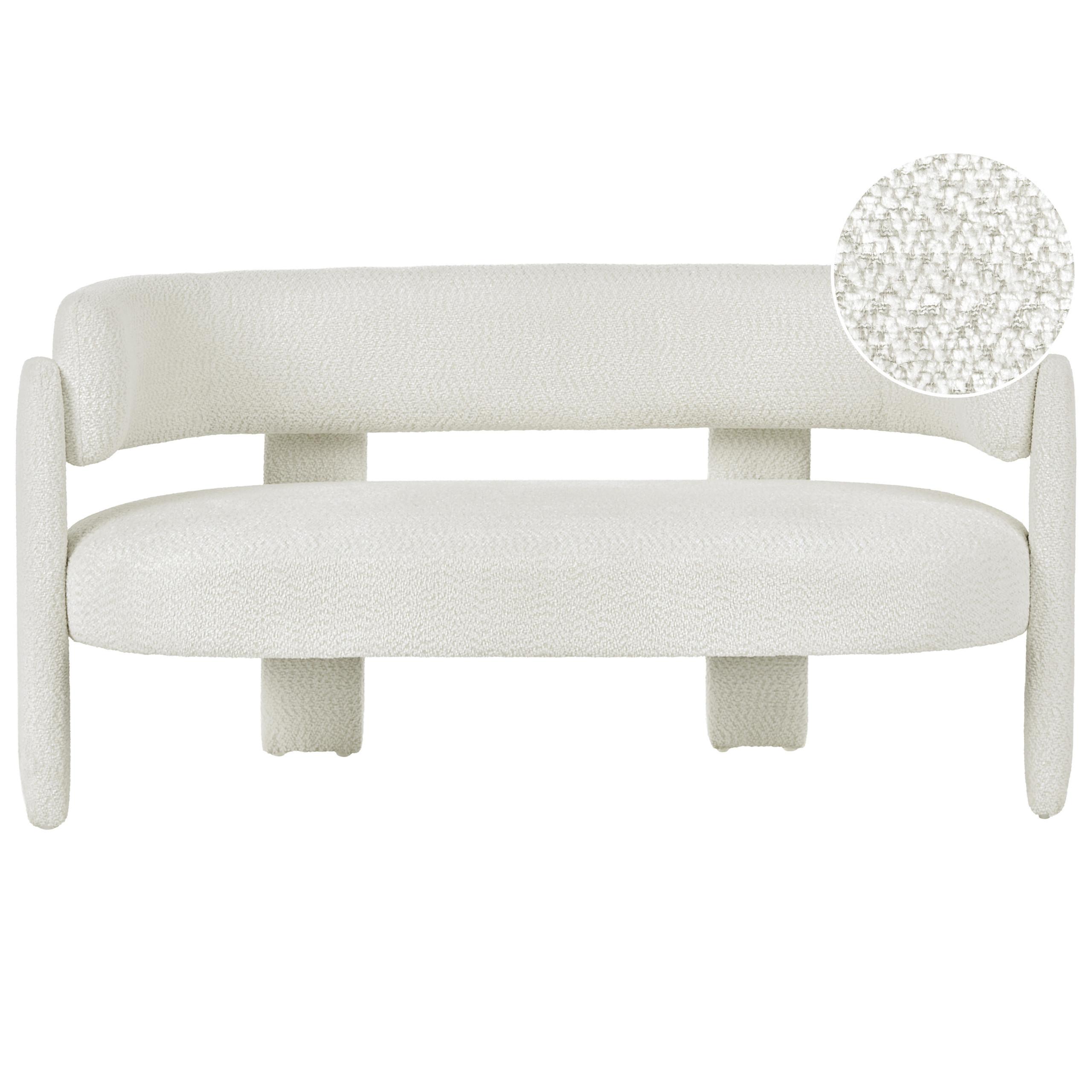 2-SITZER-SOFA Chenillegewebe Cremeweiß Burea - Creme, Textil (148/75/67cm) - Beliani