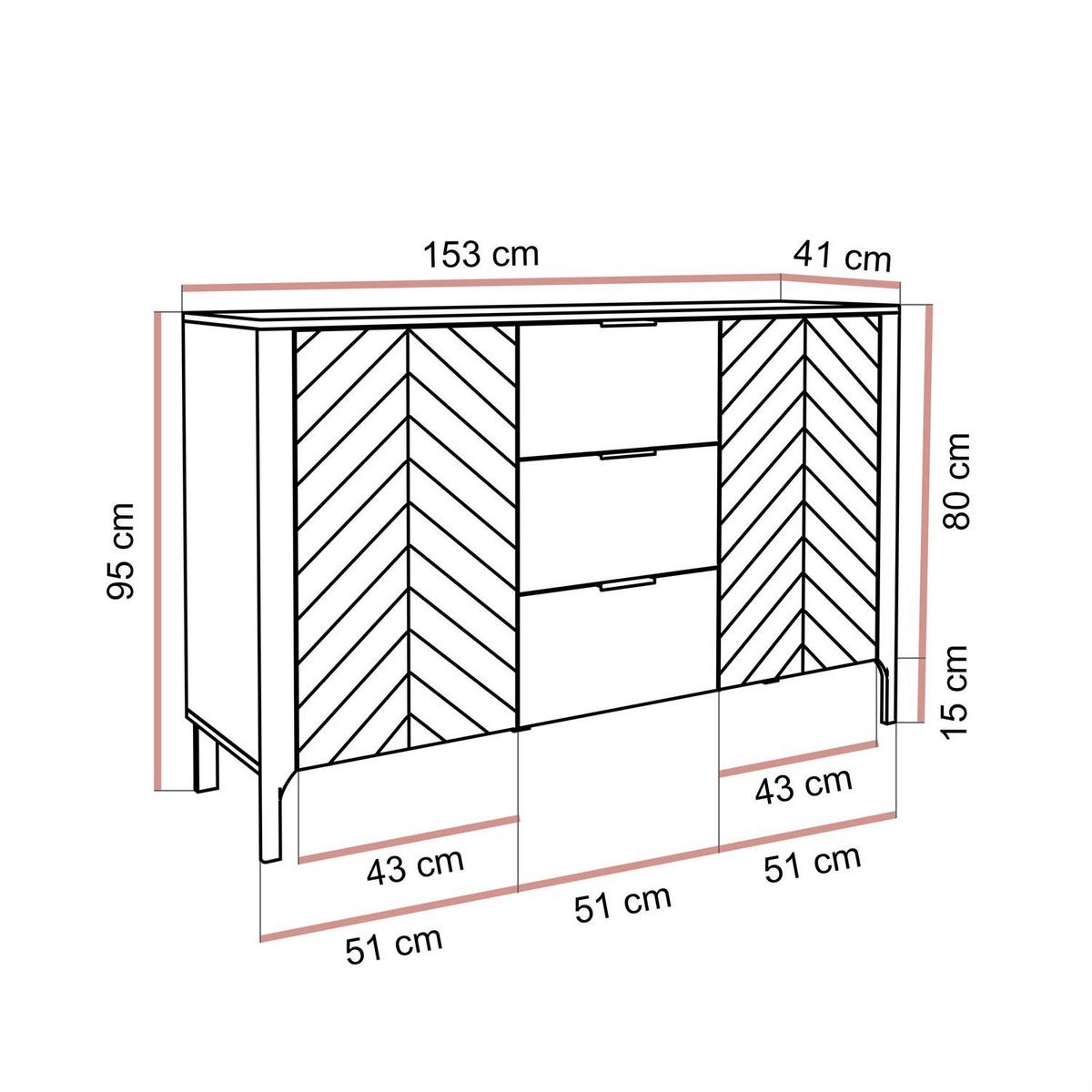 SIDEBOARD mit Schubladen LUMI, Kaschmir - Kaschmir, Holzwerkstoff (153/95/40cm) - Lookway