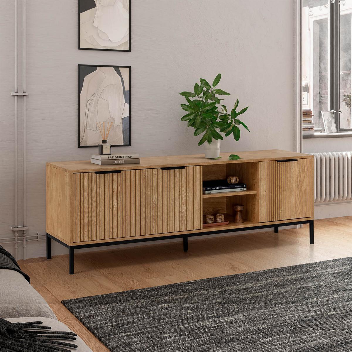TV-ELEMENT Monica 3 türen in Eichenfarbe - Honigeiche, Holzwerkstoff (160/55/40cm) - VS Venta-stock