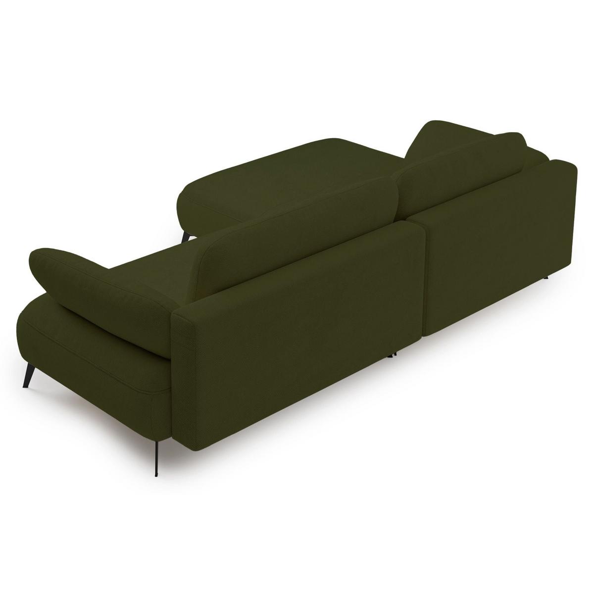 ECKSOFA Avolla Olivgrün links - Schwarz/Olivgrün, Textil/Metall (284/186cm) - Selsey