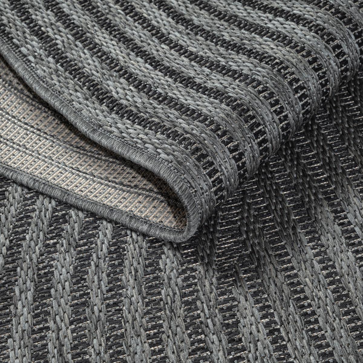 TEPPICHLÄUFER Geometrisch BORNO Polypropylen Anthrazit 80 x 200 cm - Anthrazit, Textil (80/200cm) - KADIMA DESIGN