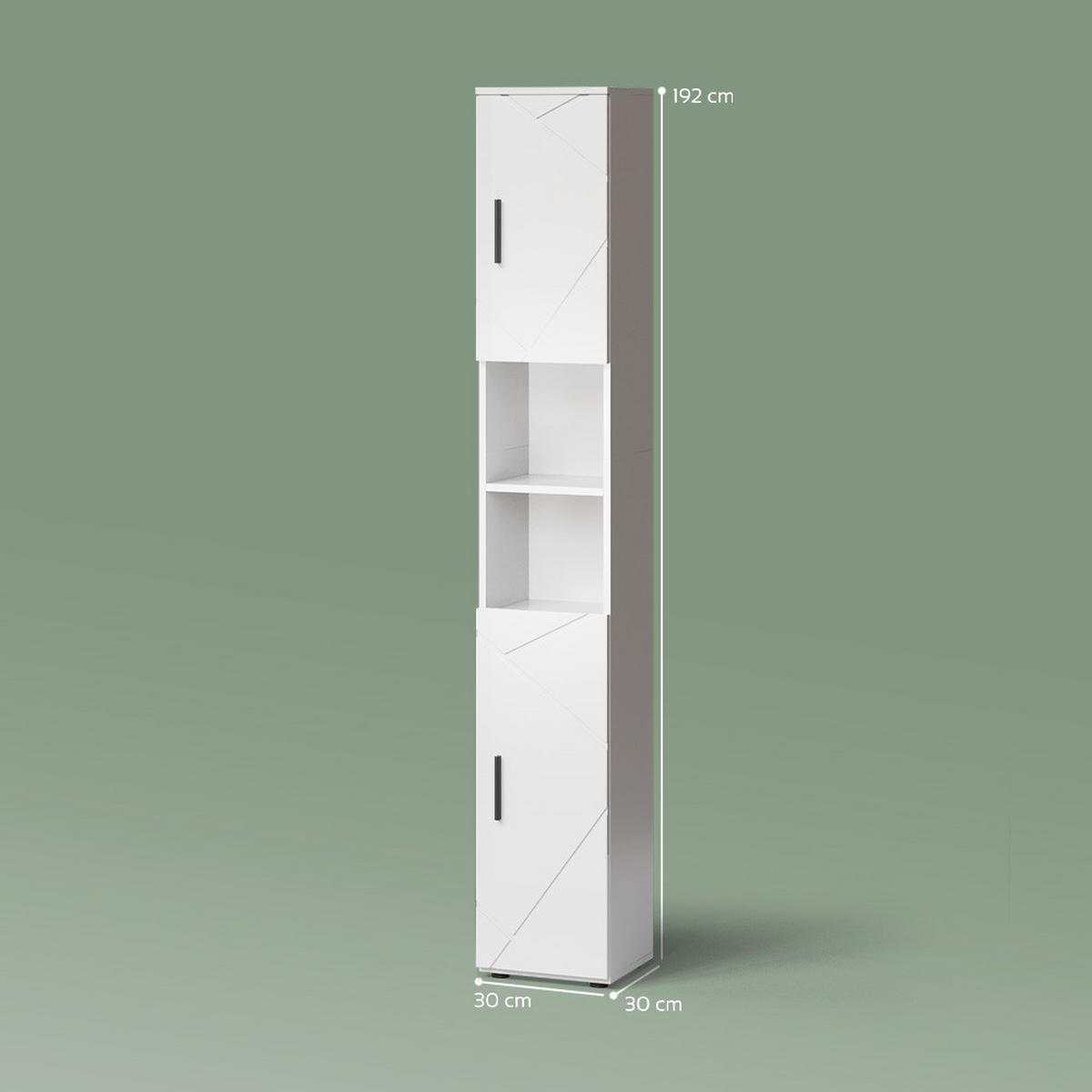 BADSCHRANK Ronco Weiß Hochglanz 30 x 192 cm - Weiß Hochglanz, Holzwerkstoff (30/192/30cm) - Livinity®
