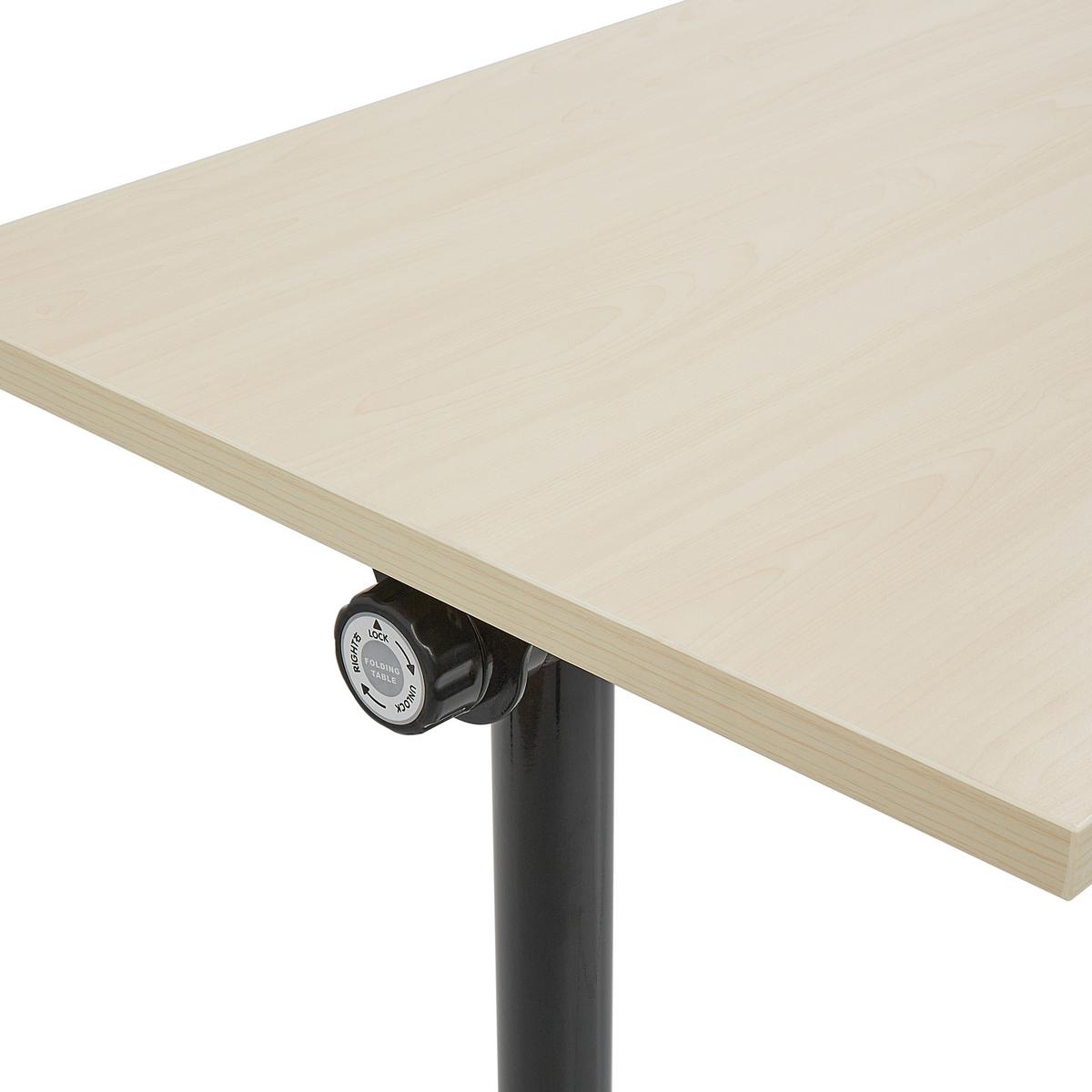 SCHREIBTISCH Zusammenklappbarer Hellbraun 180/60 cm mit Rädern Cavi - Schwarz/Braun, Holzwerkstoff (60/180/75cm) - Beliani