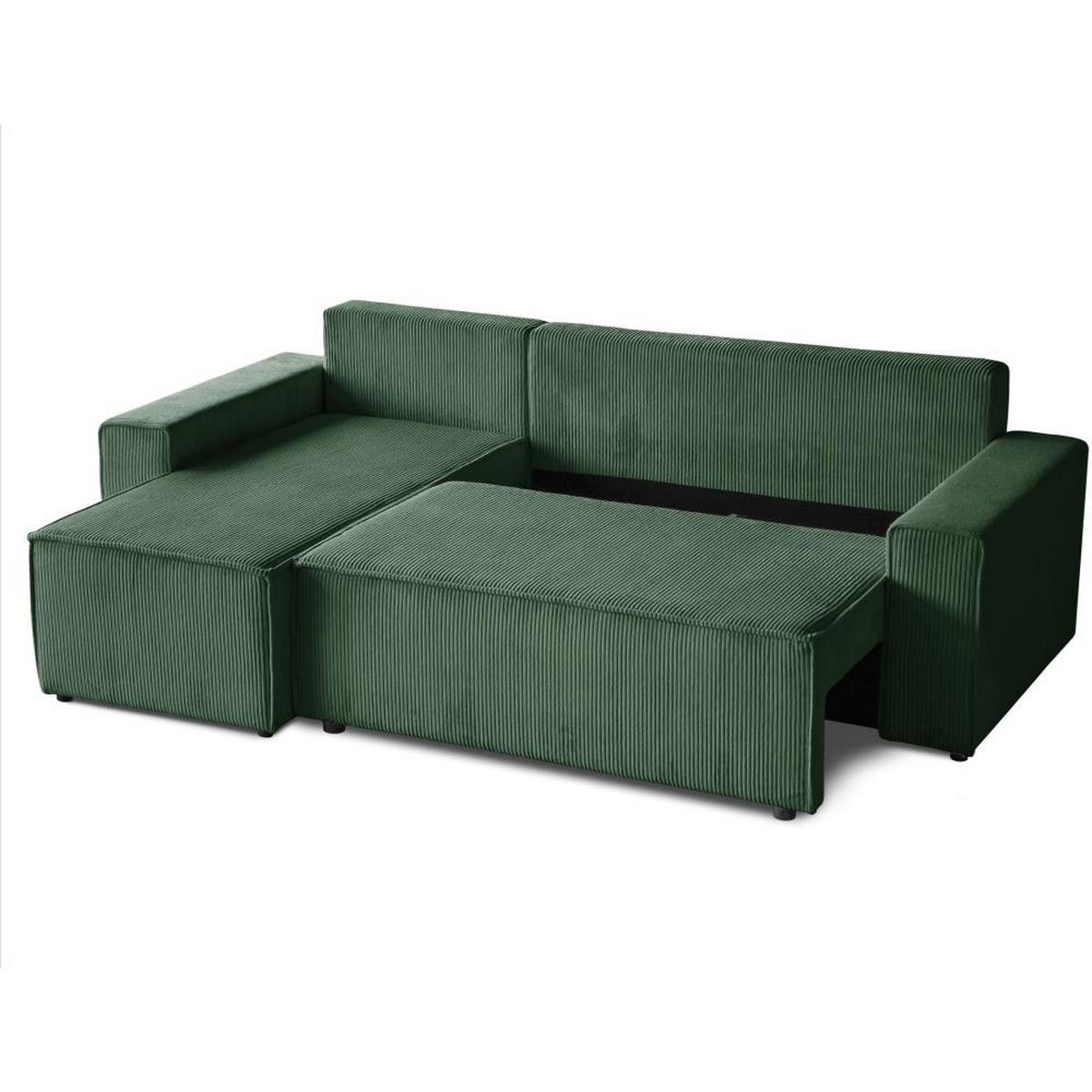 ECKSCHLAFSOFA mit Schlaffunktion Hektor, 247 cm, Ottomane 70 cm, dunkelgrün - Dunkelgrün/Schwarz, Kunststoff/Textil (247/152cm) - Beautysofa