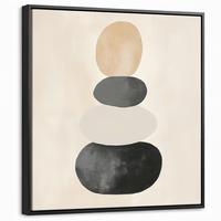 LEINWAND Bilder mit Rahmen - Japandi - Wabi sabi - Beige - 50x50 - Taupe, Textil (50/50cm) - MuchoWow