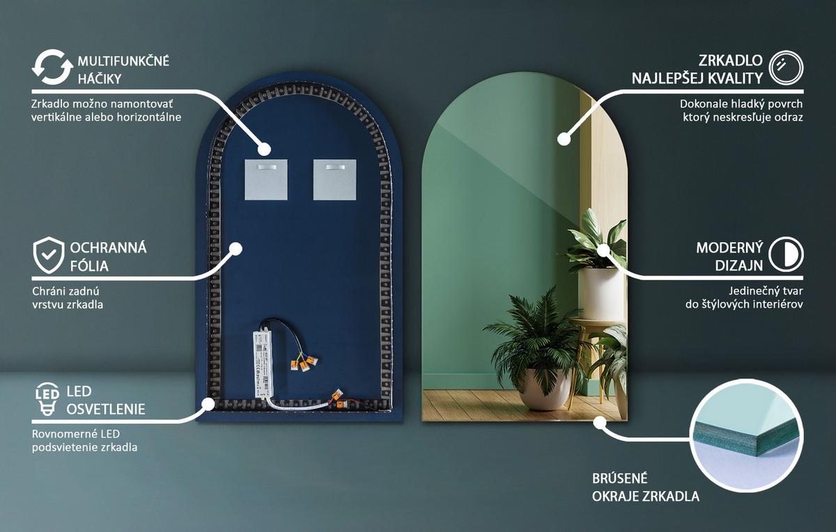 LED SPIEGEL 50 x 90 cm Unregelmäßige Form Kaltweiß 6500K - Blau, Glas (50/90/0.4cm) - TULUP
