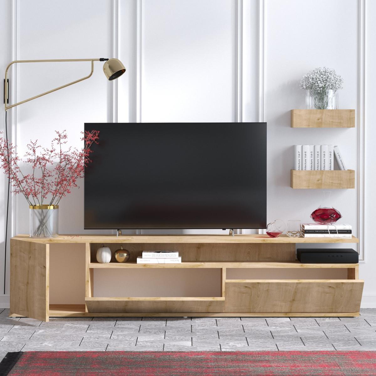 TV-SCHRANK eiche dekor - alika 180/35/45 cm - Eschefarben, Holzwerkstoff (35/45/40cm) - Calicosy